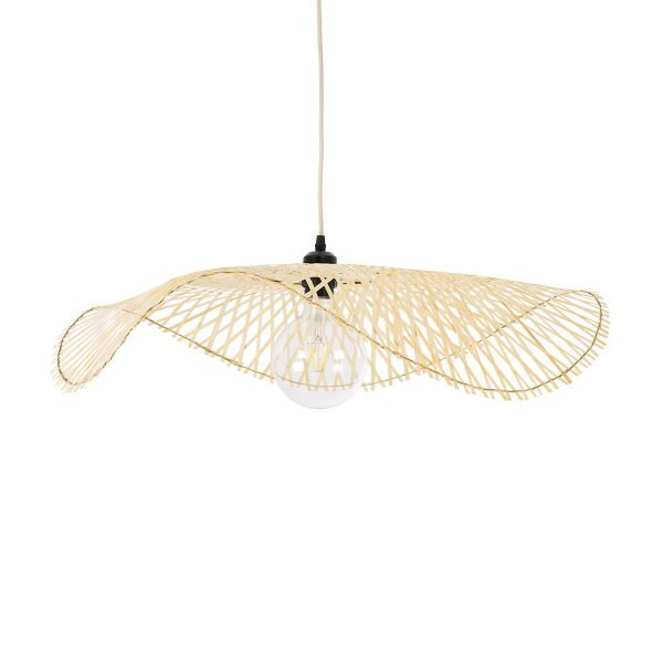 MELEMELE 01841 Boho Κρεμαστό Φωτιστικό Πλέγμα Μονόφωτο 1 x E27 IP20 Μπεζ Ξύλο - Μ75 x Π75 x Υ10cm