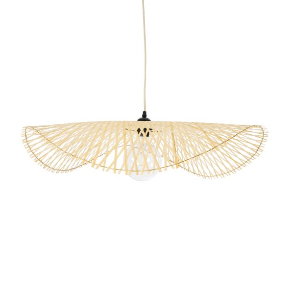 MELEMELE 01841 Boho Κρεμαστό Φωτιστικό Πλέγμα Μονόφωτο 1 x E27 IP20 Μπεζ Ξύλο - Μ75 x Π75 x Υ10cm - Image 4