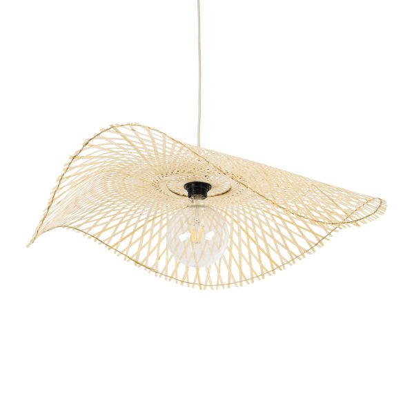 MELEMELE 01841 Boho Κρεμαστό Φωτιστικό Πλέγμα Μονόφωτο 1 x E27 IP20 Μπεζ Ξύλο - Μ75 x Π75 x Υ10cm - Image 5