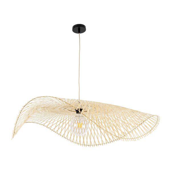 MELEMELE 01842 Boho Κρεμαστό Φωτιστικό Πλέγμα Μονόφωτο 1 x E27 IP20 Μπεζ Ξύλο - Μ100 x Π100 x Υ12cm - Image 3