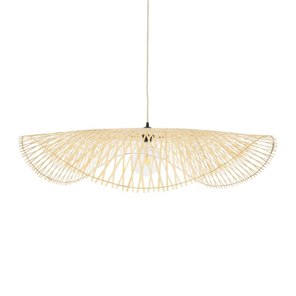 MELEMELE 01842 Boho Κρεμαστό Φωτιστικό Πλέγμα Μονόφωτο 1 x E27 IP20 Μπεζ Ξύλο - Μ100 x Π100 x Υ12cm - Image 4