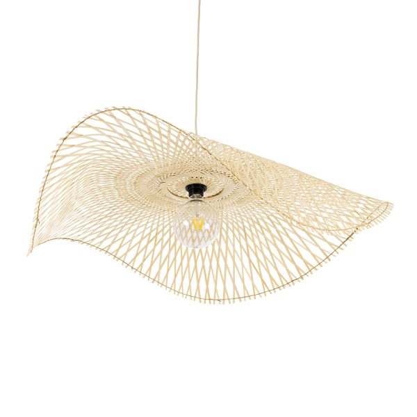 MELEMELE 01842 Boho Κρεμαστό Φωτιστικό Πλέγμα Μονόφωτο 1 x E27 IP20 Μπεζ Ξύλο - Μ100 x Π100 x Υ12cm - Image 5