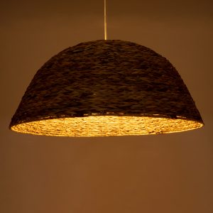 MANGATA 01848 Boho Κρεμαστό Φωτιστικό Καμπάνα Μονόφωτο 1 x E27 IP20 Καφέ Ξύλο – Μ90 x Π90 x Υ40cm