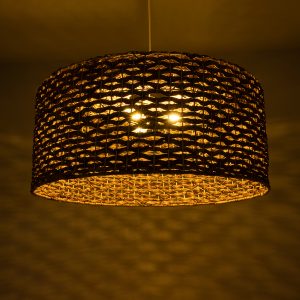 MANGATA 01850 Boho Κρεμαστό Φωτιστικό Καμπάνα Μονόφωτο 1 x E27 IP20 Καφέ Ξύλο – Μ90 x Π90 x Υ40cm