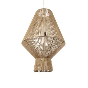 CAYMAN 01854 Boho Κρεμαστό Φωτιστικό Πλέγμα Μονόφωτο 1 x E27 IP20 Μπεζ Σχοινί – Μ60 x Π60 x Υ86cm