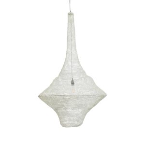 KENTUCKY 01877 Vintage Κρεμαστό Φωτιστικό Πλέγμα Μονόφωτο 1 x E27 IP20 Μπεζ Μέταλλο – Μ80 x Π80 x Υ140cm