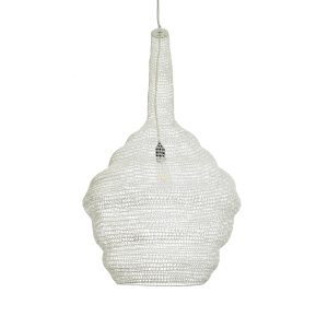 KENTUCKY 01883 Vintage Κρεμαστό Φωτιστικό Πλέγμα Μονόφωτο 1 x E27 IP20 Μπεζ Μέταλλο – Μ60 x Π60 x Υ90cm