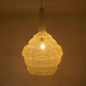 KENTUCKY 01883 Vintage Κρεμαστό Φωτιστικό Πλέγμα Μονόφωτο 1 x E27 IP20 Μπεζ Μέταλλο – Μ60 x Π60 x Υ90cm