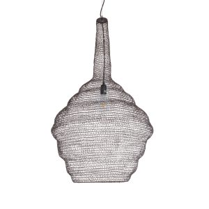 KENTUCKY 01884 Vintage Κρεμαστό Φωτιστικό Πλέγμα Μονόφωτο 1 x E27 IP20 Καφέ Μέταλλο – Μ60 x Π60 x Υ90cm