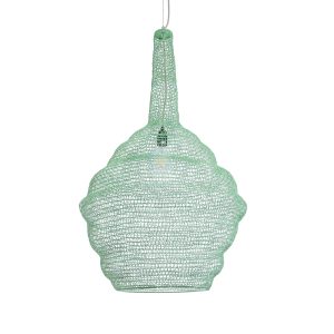 KENTUCKY 01885 Vintage Κρεμαστό Φωτιστικό Πλέγμα Μονόφωτο 1 x E27 IP20 Τιρκουάζ Μέταλλο – Μ60 x Π60 x Υ90cm