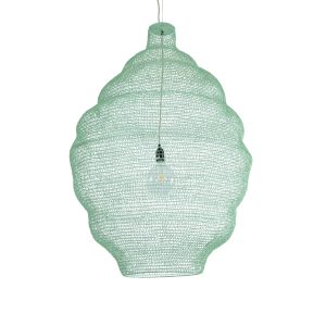 KENTUCKY 01903 Vintage Κρεμαστό Φωτιστικό Πλέγμα Μονόφωτο 1 x E27 IP20 Τιρκουάζ Μέταλλο – Μ80 x Π80 x Y110cm