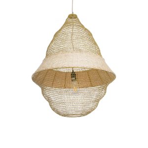 KENTUCKY 01911 Vintage Κρεμαστό Φωτιστικό Πλέγμα Μονόφωτο 1 x E27 IP20 Μπεζ Μέταλλο – Μ60 x Π60 x Υ80cm
