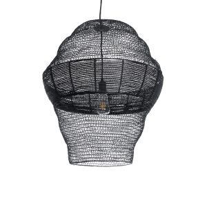 KENTUCKY 01912 Vintage Κρεμαστό Φωτιστικό Πλέγμα Μονόφωτο 1 x E27 IP20 Μαύρο Μέταλλο – Μ60 x Π60 x Υ70cm