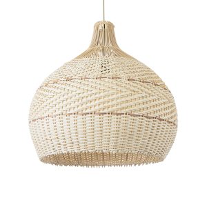 SANTACRUZ 01951 Boho Κρεμαστό Φωτιστικό Καμπάνα Μονόφωτο 1 x E27 IP20 Μπεζ & Καφέ Ξύλο – Μ60 x Π60 x Υ60cm