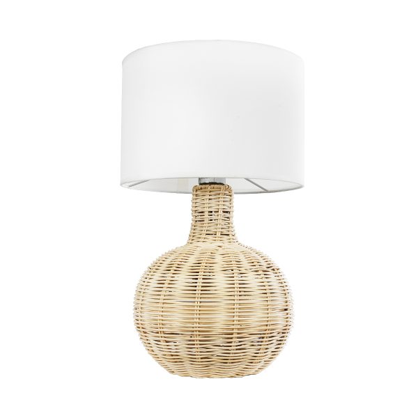 HASUMI 01959 Boho Επιτραπέζιο Φωτιστικό Πορτατίφ Μονόφωτο 1 x E27 IP20 Μπεζ Ξύλο με Λευκό Ύφασμα - Μ30 x Π30 x Υ50cm - Image 3