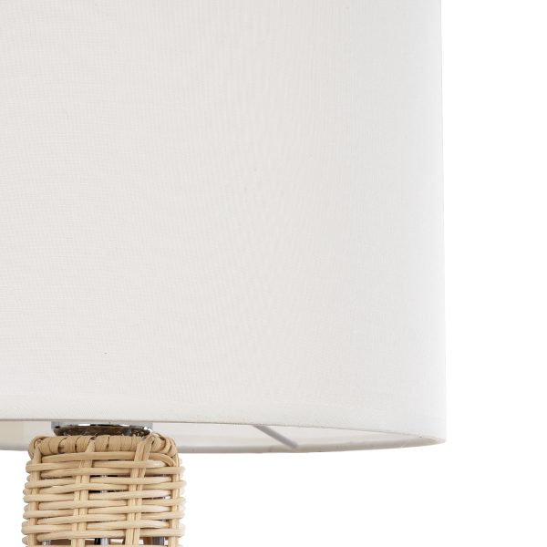 HASUMI 01959 Boho Επιτραπέζιο Φωτιστικό Πορτατίφ Μονόφωτο 1 x E27 IP20 Μπεζ Ξύλο με Λευκό Ύφασμα - Μ30 x Π30 x Υ50cm - Image 4