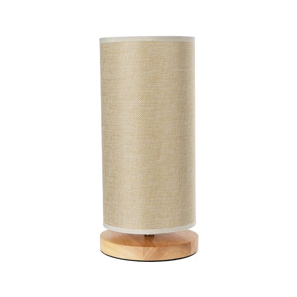 VALVERDE 02040 Boho Επιτραπέζιο Φωτιστικό Πορτατίφ Μονόφωτο 1 x E27 IP20 Μπεζ Ξύλο με Μπεζ Ύφασμα - Μ15 x Π15 x Υ30cm - Image 3