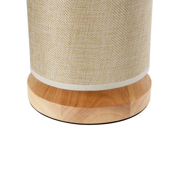 VALVERDE 02040 Boho Επιτραπέζιο Φωτιστικό Πορτατίφ Μονόφωτο 1 x E27 IP20 Μπεζ Ξύλο με Μπεζ Ύφασμα - Μ15 x Π15 x Υ30cm - Image 4