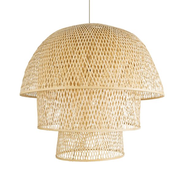 HIROKA 02046 Boho Κρεμαστό Φωτιστικό Καμπάνα Μονόφωτο 1 x E27 IP20 Μπεζ Ξύλο - Μ100 x Π100 x Υ110cm - Image 4