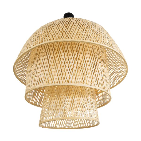 HIROKA 02046 Boho Κρεμαστό Φωτιστικό Καμπάνα Μονόφωτο 1 x E27 IP20 Μπεζ Ξύλο - Μ100 x Π100 x Υ110cm - Image 5