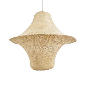 JUNIPER 02047 Boho Κρεμαστό Φωτιστικό Καμπάνα Μονόφωτο 1 x E27 IP20 Μπεζ Ξύλο – Μ100 x Π100 x Υ90cm