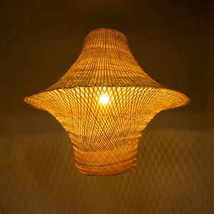 JUNIPER 02047 Boho Κρεμαστό Φωτιστικό Καμπάνα Μονόφωτο 1 x E27 IP20 Μπεζ Ξύλο – Μ100 x Π100 x Υ90cm