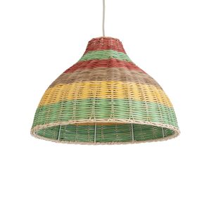 CABALLEROS 02053 Boho Κρεμαστό Φωτιστικό Καμπάνα Μονόφωτο 1 x E27 IP20 Πολύχρωμο Ξύλο – Μ40 x Π40 x Υ27cm