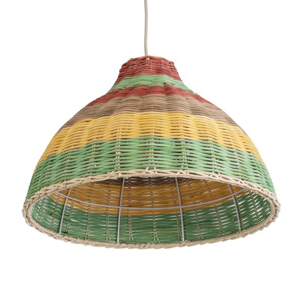 CABALLEROS 02053 Boho Κρεμαστό Φωτιστικό Καμπάνα Μονόφωτο 1 x E27 IP20 Πολύχρωμο Ξύλο - Μ40 x Π40 x Υ27cm - Image 5