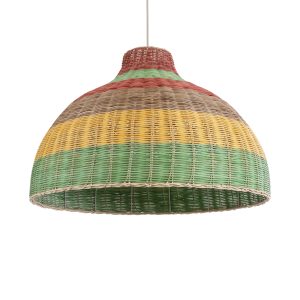 CABALLEROS 02054 Boho Κρεμαστό Φωτιστικό Καμπάνα Μονόφωτο 1 x E27 IP20 Πολύχρωμο Ξύλο – Μ70 x Π70 x Υ48cm