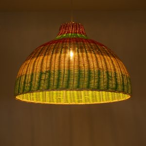 CABALLEROS 02054 Boho Κρεμαστό Φωτιστικό Καμπάνα Μονόφωτο 1 x E27 IP20 Πολύχρωμο Ξύλο – Μ70 x Π70 x Υ48cm