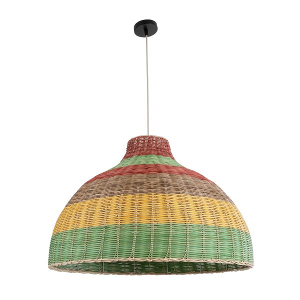 CABALLEROS 02054 Boho Κρεμαστό Φωτιστικό Καμπάνα Μονόφωτο 1 x E27 IP20 Πολύχρωμο Ξύλο - Μ70 x Π70 x Υ48cm - Image 3