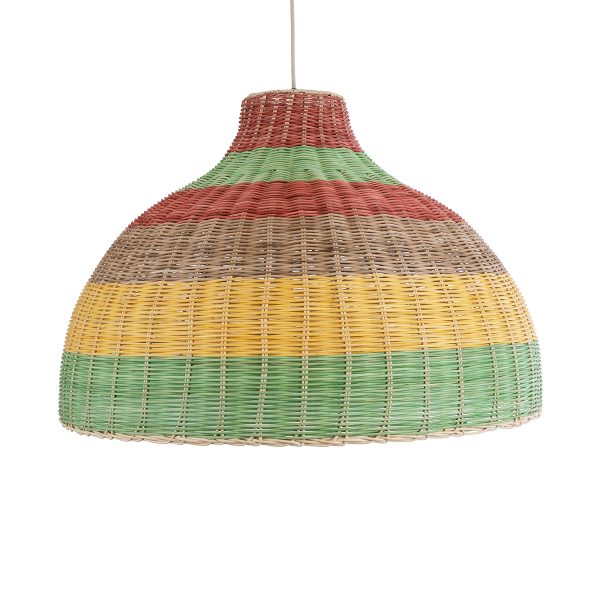 CABALLEROS 02054 Boho Κρεμαστό Φωτιστικό Καμπάνα Μονόφωτο 1 x E27 IP20 Πολύχρωμο Ξύλο - Μ70 x Π70 x Υ48cm - Image 4