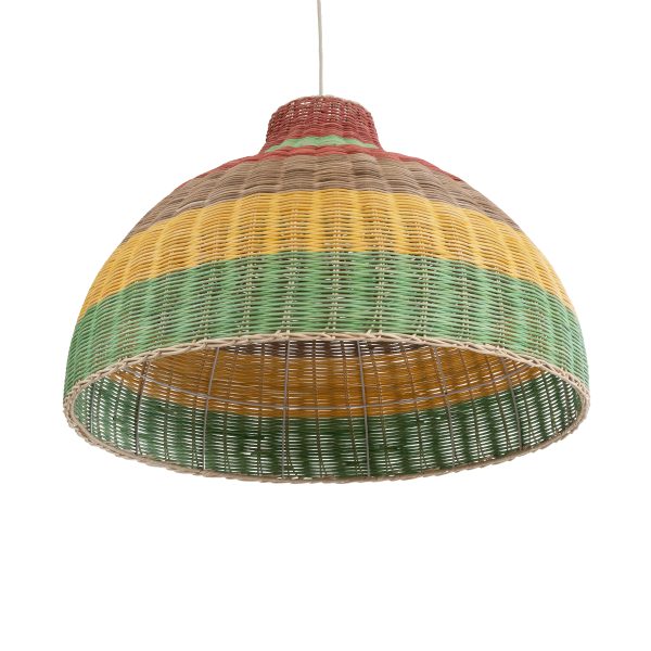 CABALLEROS 02054 Boho Κρεμαστό Φωτιστικό Καμπάνα Μονόφωτο 1 x E27 IP20 Πολύχρωμο Ξύλο - Μ70 x Π70 x Υ48cm - Image 5