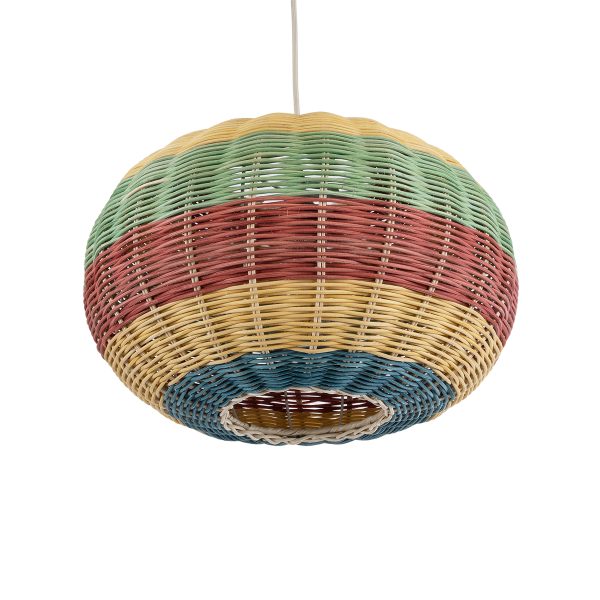 CABALLEROS 02055 Boho Κρεμαστό Φωτιστικό Πλέγμα Μονόφωτο 1 x E27 IP20 Πολύχρωμο Ξύλο - Μ40 x Π40 x Υ25cm - Image 5