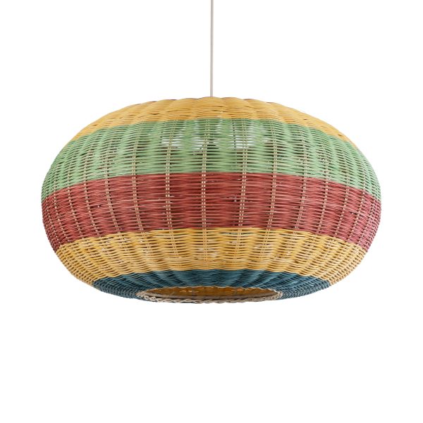 CABALLEROS 02056 Boho Κρεμαστό Φωτιστικό Πλέγμα Μονόφωτο 1 x E27 IP20 Πολύχρωμο Ξύλο - Μ70 x Π70 x Υ36cm