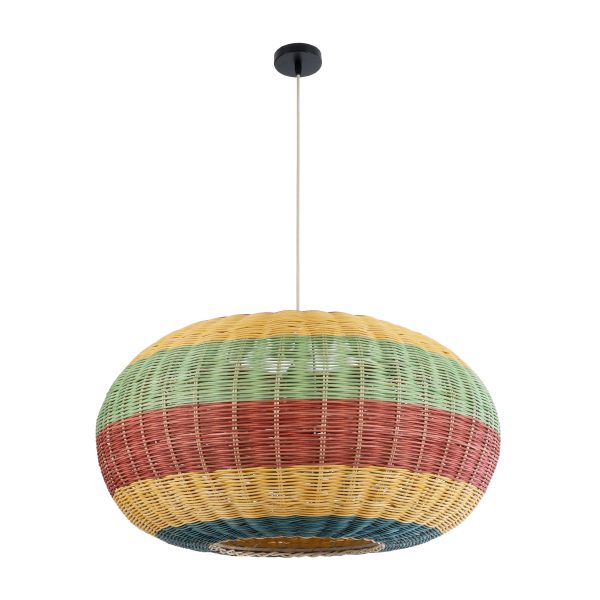 CABALLEROS 02056 Boho Κρεμαστό Φωτιστικό Πλέγμα Μονόφωτο 1 x E27 IP20 Πολύχρωμο Ξύλο - Μ70 x Π70 x Υ36cm - Image 3
