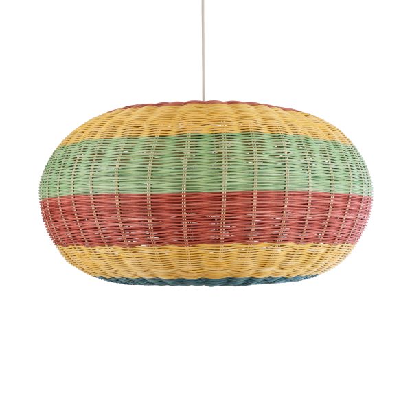CABALLEROS 02056 Boho Κρεμαστό Φωτιστικό Πλέγμα Μονόφωτο 1 x E27 IP20 Πολύχρωμο Ξύλο - Μ70 x Π70 x Υ36cm - Image 4