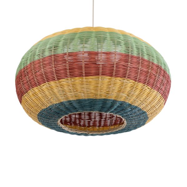 CABALLEROS 02056 Boho Κρεμαστό Φωτιστικό Πλέγμα Μονόφωτο 1 x E27 IP20 Πολύχρωμο Ξύλο - Μ70 x Π70 x Υ36cm - Image 5