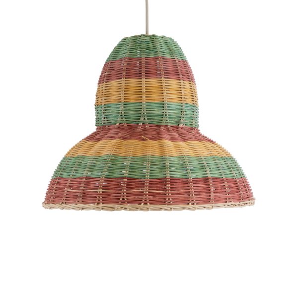 CABALLEROS 02057 Boho Κρεμαστό Φωτιστικό Καμπάνα Μονόφωτο 1 x E27 IP20 Πολύχρωμο Ξύλο - Μ40 x Π40 x Υ30cm - Image 4