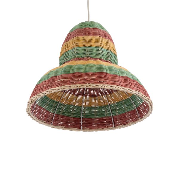 CABALLEROS 02057 Boho Κρεμαστό Φωτιστικό Καμπάνα Μονόφωτο 1 x E27 IP20 Πολύχρωμο Ξύλο - Μ40 x Π40 x Υ30cm - Image 5