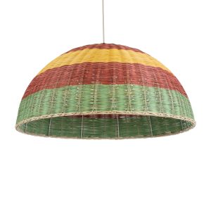 CABALLEROS 02061 Boho Κρεμαστό Φωτιστικό Καμπάνα Μονόφωτο 1 x E27 IP20 Πολύχρωμο Ξύλο – Μ70 x Π70 x Υ34cm