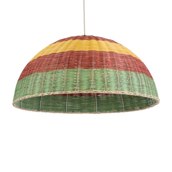 CABALLEROS 02061 Boho Κρεμαστό Φωτιστικό Καμπάνα Μονόφωτο 1 x E27 IP20 Πολύχρωμο Ξύλο - Μ70 x Π70 x Υ34cm