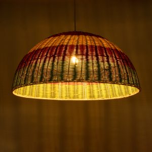 CABALLEROS 02061 Boho Κρεμαστό Φωτιστικό Καμπάνα Μονόφωτο 1 x E27 IP20 Πολύχρωμο Ξύλο – Μ70 x Π70 x Υ34cm