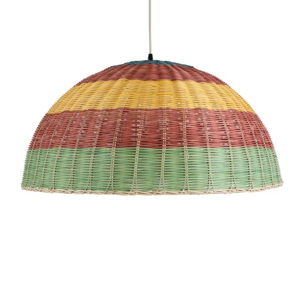 CABALLEROS 02061 Boho Κρεμαστό Φωτιστικό Καμπάνα Μονόφωτο 1 x E27 IP20 Πολύχρωμο Ξύλο - Μ70 x Π70 x Υ34cm - Image 4