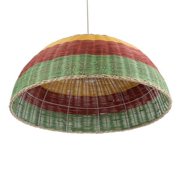 CABALLEROS 02061 Boho Κρεμαστό Φωτιστικό Καμπάνα Μονόφωτο 1 x E27 IP20 Πολύχρωμο Ξύλο - Μ70 x Π70 x Υ34cm - Image 5