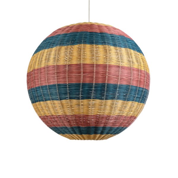 CABALLEROS 02063 Boho Κρεμαστό Φωτιστικό Μπάλα Μονόφωτο 1 x E27 IP20 Πολύχρωμο Ξύλο - Μ70 x Π70 x Υ70cm