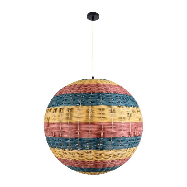 CABALLEROS 02063 Boho Κρεμαστό Φωτιστικό Μπάλα Μονόφωτο 1 x E27 IP20 Πολύχρωμο Ξύλο - Μ70 x Π70 x Υ70cm - Image 3