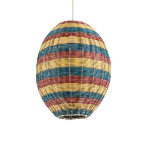 CABALLEROS 02065 Boho Κρεμαστό Φωτιστικό Πλέγμα Μονόφωτο 1 x E27 IP20 Πολύχρωμο Ξύλο – Μ40 x Π40 x Υ50cm