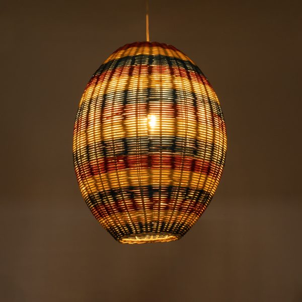 CABALLEROS 02065 Boho Κρεμαστό Φωτιστικό Πλέγμα Μονόφωτο 1 x E27 IP20 Πολύχρωμο Ξύλο - Μ40 x Π40 x Υ50cm - Image 2