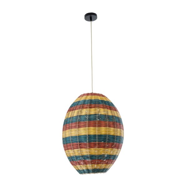 CABALLEROS 02065 Boho Κρεμαστό Φωτιστικό Πλέγμα Μονόφωτο 1 x E27 IP20 Πολύχρωμο Ξύλο - Μ40 x Π40 x Υ50cm - Image 3